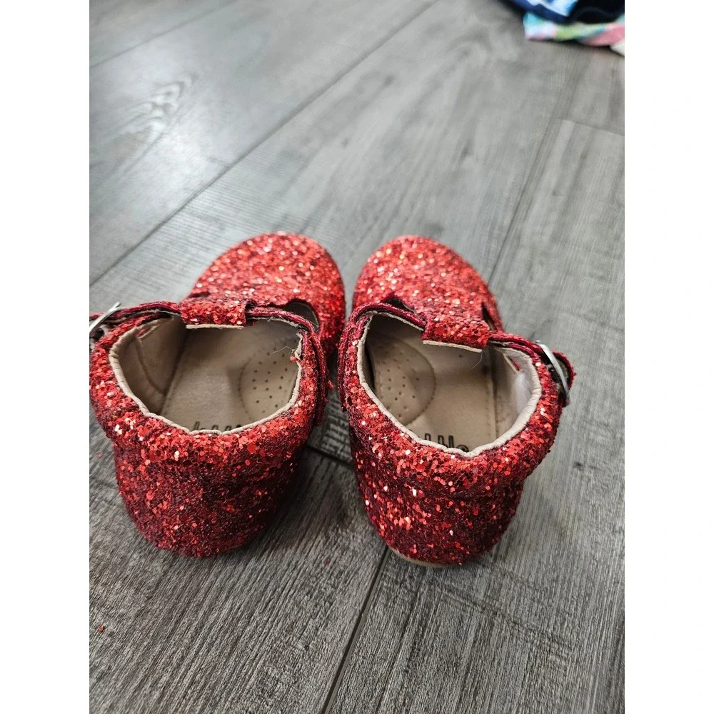 Little piggies baby girl red sparkle shoes‎ size 18-24 mos